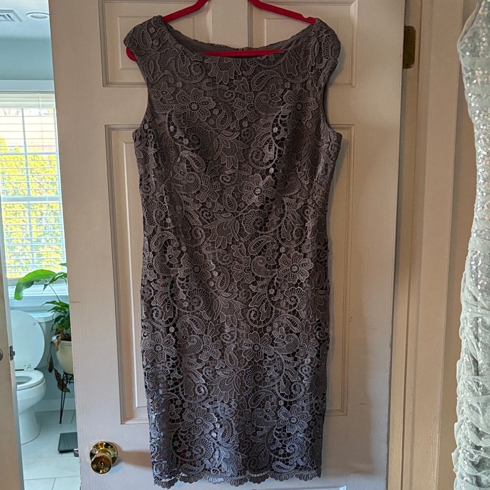 Ralph Lauren Charcoal Lace Midi Dress